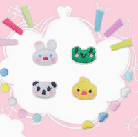Patch en tissu de petite taille à motif de dessin animé, patch en tissu mignon en forme de panda pour pince à cheveux, décoration pour coque de téléphone portable, broderie en forme de cœur