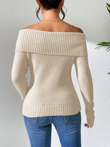 Maglione maglione lavorato a <span class=keywords><strong>maglia</strong></span> allentato stile Casual donna all'ingrosso maglione <span class=keywords><strong>monospalla</strong></span> Sexy di moda invernale - Product Image 6