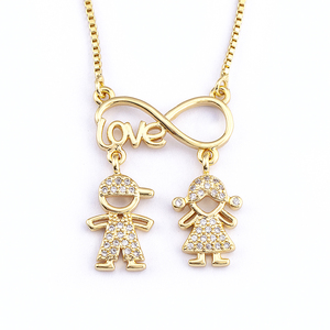 QIKU nuovo arrivo ragazza e ragazzo Infinity Love ciondolo in rame cubico zircone collana a maglie per bambini gioielli a catena regalo per la festa della mamma - Product Image 2