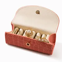 Boîte de rangement à bijoux rectangulaire en cuir haut de gamme personnalisée, motif crocodile, organiseur de bijoux portable pour bagues, clous d'oreilles et boucles d'oreilles