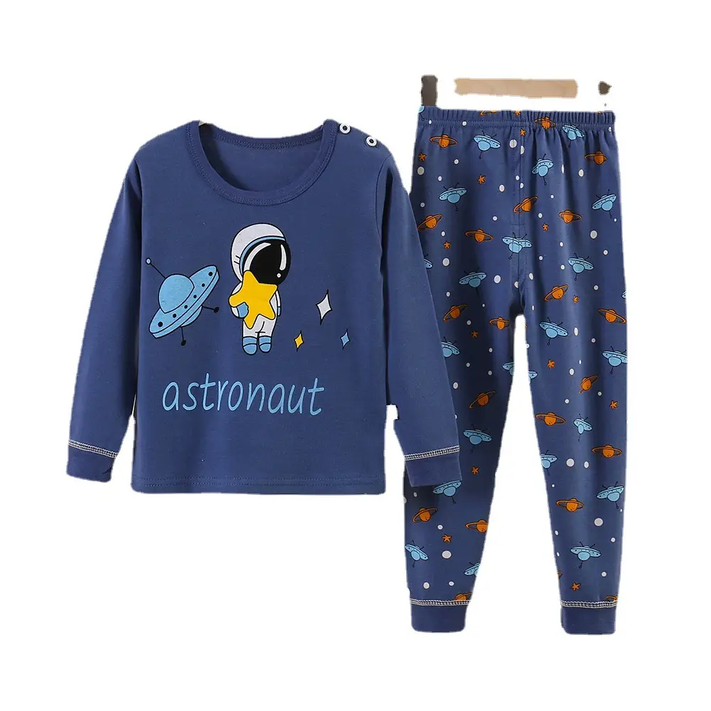 Pyjamas en coton à manches longues pour enfants, garçons et filles, ensemble de vêtements de nuit pour les tout-petits, 1 à 9 ans, vente en gros