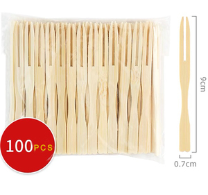 100pcs tre xiên thực phẩm Picks <span class=keywords><strong>Buffet</strong></span> cupcake Trái cây ngã ba 9 cm trái cây dĩa trong một túi - Product Image 2