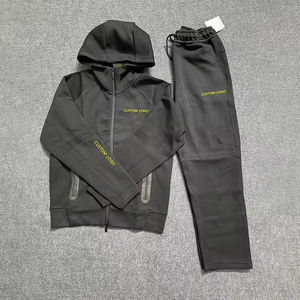 2025健身技术Fleech带标志连帽衫慢跑两件套运动服运动裤男士运动裤套装 - Product Image 1