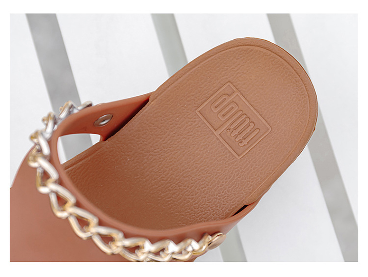 Custom Logo Chain Flip-flops Women's Summer Slippers Sandals Outdoor Soft Soles Shoes