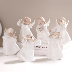 Ceramica bianca piccolo angelo che canta ornamenti di gruppo per le vacanze <span class=keywords><strong>decorazioni</strong></span> per la casa regali per natale e altri festival - Product Image 1