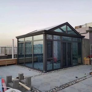 Ruang Berjemur Kaca Tempered Ganda Aluminium Bebas Pasang, Rumah Musim Panas, Ruang Taman Musim Dingin Prefabrikasi - Product Image 1