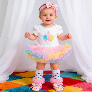 Set Completo per <span class=keywords><strong>Bambina</strong></span> in Cotone, Bestseller per Compleanni e Festività, Tutina con Design a Lettere Cartoon - Product Image 4