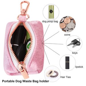 Dispenser Personalizzato per Sacchetti Igienici per Cani in Velluto con Logo, <span class=keywords><strong>Porta</strong></span> Sacchetti <span class=keywords><strong>Rosa</strong></span> per Escrementi di Cane - Product Image 3