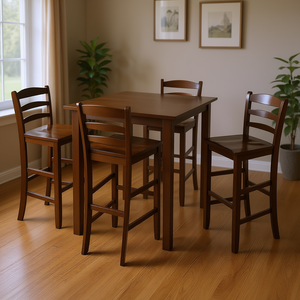 ชุดโต๊ะรับประทานอาหาร 5 ชิ้น รุ่นพาร์คแลนด์ พร้อมเก้าอี้ทรงบันไดสูง 29 นิ้ว และโต๊ะสูง - Product Image 2