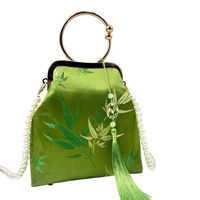 Nouveau sac à main de style chinois en brocart avec motif carré en bambou, fermoir prêt à l'emploi, vente directe en gros, grande capacité