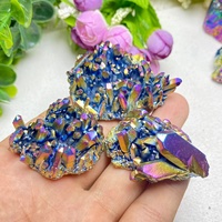 Venta al por mayor nueva moda electrochapado racimo de cristal Natural Aura cuarzo Reiki cristal curativo artesanía decoración del hogar