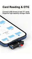 Lector de Tarjetas OTG USB-C 2 en 1 con Interfaz USB 3.0 y Ranura para Tarjetas TF para Móviles, Laptops, Tablets, Ratones, Teclados, SSD y Memorias USB