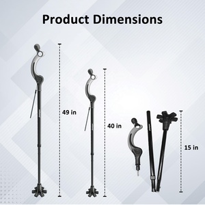 <span class=keywords><strong>Canne</strong></span> pliable légère réglable en alliage d'aluminium Rehand OEM avec poignée en caoutchouc et <span class=keywords><strong>embout</strong></span> large, hauteur réglable de 101,5 à 124,5 cm, charge maximale de 158 kg - Product Image 2