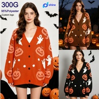 Cardigans pour femmes à manches longues, amples et décontractés, en tricot, motif citrouille et fantôme d'Halloween, vêtements d'extérieur