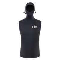 DIVESTAR Custom 2mm 3mm Neoprene Super Stretch Thermal Lining Sleeveless Black Hoodie Waterproof Front Logo Surfing Wetsuit Top.