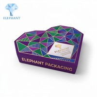 Boîte cadeau personnalisée en forme de cœur, boîte d'emballage alimentaire en papier géométrique violet de luxe pour la Saint-Valentin, mariage, dessert, bonbons, chocolat