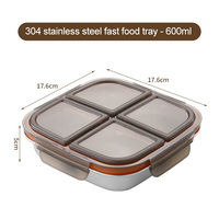Aohea Maßgefertigte 304 Edelstahl 4-Fach Bento-Box BPA-frei Langlebige Leichte Lunchbox mit Deckel