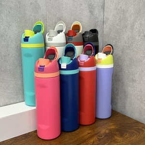 Bouteille d'eau isotherme en acier inoxydable à double paroi classique de 24 oz avec logo personnalisé, sans BPA, pour le sport et les voyages, avec paille - Product Image 3