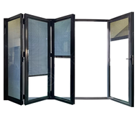 NFRC impact d'ouragan coulissant accordéon pliant double vitrage stores magnétiques verre aluminium rupture thermique portes patio bi-fold