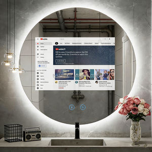 <span class=keywords><strong>Miroir</strong></span> de salle de bain intelligent rond moderne avec écran tactile, éclairage lumineux, affichage LED tricolore, taille personnalisable alimentée par l'IA - Product Image 1