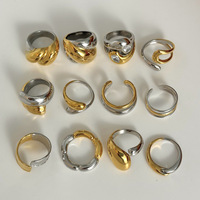 Bagues Gaovo tendance géométriques pavées de pierres, plaquées or 18 carats, bicolores or et argent, bijoux en acier inoxydable résistant au ternissement