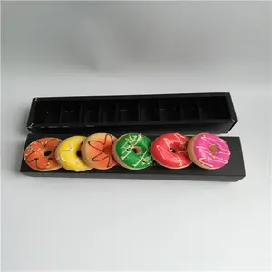Elegante ciambella nera per scatole rettangolari in cartone regalo personalizzato Dessert a buon mercato bella scatola da asporto per alimenti
