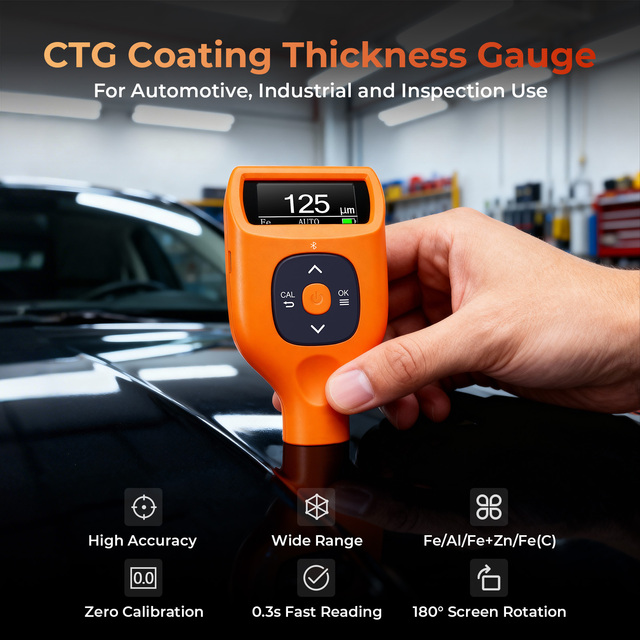 Coating Thickness Meter with APP 0-5000um Paint Thickness Gauge for Cars, (2%+1um) Accuracy Auto Fe,Al,Zn,Fe(C) Detection