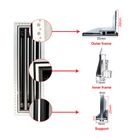 Diffuseur linéaire à fente en profilé aluminium, modèle H351, à lame semi-circulaire réglable, épaisseur 0,8 mm, sortie d'aération