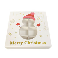 Boîte d'emballage en stock avec fenêtre, finition brillante, qualité alimentaire, pour bonbons de Noël, chocolats, gâteaux, 16 compartiments, idéale pour la pâtisserie et les cadeaux
