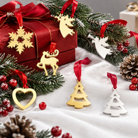 Ornements de Noël personnalisés en métal, découpés miroir or et argent, pendentifs décoratifs pour sapin de Noël, cadeau de fêtes personnalisé
