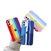 Nouvel arrivage coque de téléphone en Silicone liquide avec logo personnalisé couleur arc-en-ciel pour iphone 13 14 pro max X XS 7 8 Plus