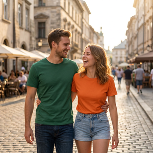 T-shirt en <span class=keywords><strong>fibre</strong></span> de lyocell Sorona nouvelle technologie, tissu bio durable, écologique, col rond uni, vêtements pour hommes de luxe et confortables - Product Image 1