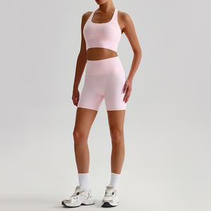 Nuovo stile di personalizzazione all'ingrosso in Stock stretta tuta sportiva reggiseno nudo senso <span class=keywords><strong>pantaloncini</strong></span> donna Outdoor corsa Fitness tuta Yoga - Product Image 3