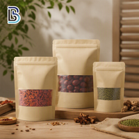Sachet Doypack en papier kraft Lebei pour l'emballage alimentaire (noix, noix de cajou), résistant à l'humidité, avec fenêtre et fermeture éclair