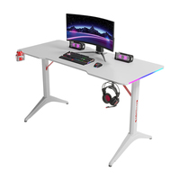 Escritorios de Juego Personalizados Negros con LED RGB, Mesa para PC y Juegos de Carreras con Marco de Acero y Portavasos para Oficina en Casa