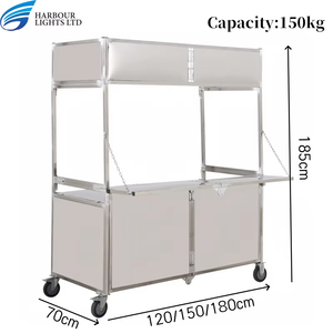 Commercial Move Metal <strong>Food</strong> Truck Stainless Steel Snacks <strong>Stand</strong> Portable Street Stall Foldable <strong>Food</strong> Cart <strong>Selling</strong> Cart With Wheels - Product Image 2