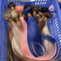 613 Extensions de cheveux humains blondes roux roux-grenat colorées, vente en gros, 100% sans produits chimiques, mèches brutes