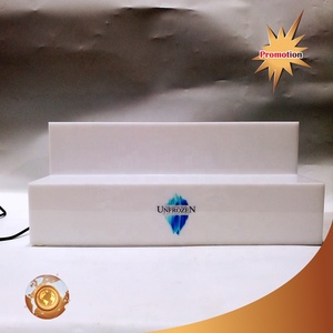 Présentoir à bouteilles LED en acrylique givré blanc, 2 niveaux, éclairage doux, vitrine premium pour spiritueux - Product Image 3