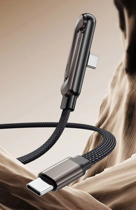 Cable de Carga Rápida Tipo-C <span class=keywords><strong>a</strong></span> Tipo-C PD de 240W, Diseño en Ángulo, 1.5m de Longitud, Compatible con Auriculares y Cámara, Cobre Puro, Éxito en <span class=keywords><strong>TikTok</strong></span> - Product Image 2