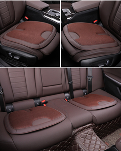 Cojín de asiento de coche de malla de seda helada con ribete de cuero y soporte lumbar de espuma viscoelástica hueca, transpirable para todas las estaciones, ajuste universal - Product Image 5