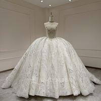 Robe de mariée longue et bouffante Jancember XX94 moderne à col bateau ornée de cristaux avec voile