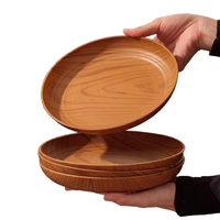Assiettes creuses réutilisables écologiques en plastique léger, motif grain de bois, pour cuisine/restaurants, salades/desserts/collations