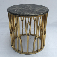 Table basse élégante de style nordique, ronde, pour salon, hôtel, villa, en marbre, petite table d'appoint pour canapé avec base en acier inoxydable