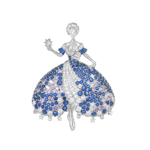 ZX Europe America Elegance Charming Achieving Stars Girl Accessories Pin Full Diamond Ballet Dancer Brooch Overcoat Coat Gift - Product Image 5
