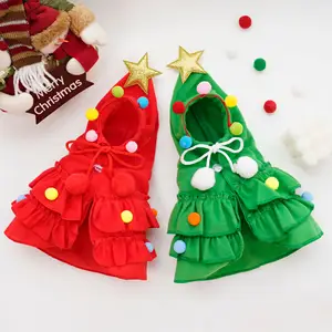 Mutlu noel evcil köpek kıyafeti pelerin pelerin ve şal yavru Cosplay Santa ağacı kostüm mutlu festivali ceket malzemeleri toptan