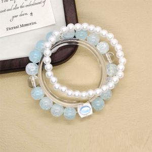 Double Circle Crystal Glaze <b>Beaded</b> <b>Bracelet</b> Jewelry Sweet Charm Beads <b>Bracelet</b> Fantasy Popcorn Cracked Crystal Beads <b>Bracelet</b> - Product Image 5