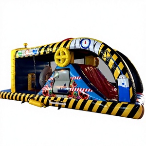 Circuito de Obstáculos Inflable con Temática de Laboratorio Industrial, Pista de Obstáculos con Rayas de Peligro para Eventos - Product Image 1