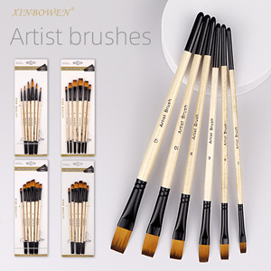 Xin Bowen - Juego de 6 Pinceles Profesionales de Nailon para Acuarela, Óleo y Acrílico, con Mangos de Madera para <span class=keywords><strong>Dibujo</strong></span> Artístico - Product Image 2