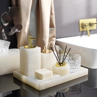 SAIDKOCC Großhandel White Jade/Onyx Marmor Effekt Flasche Dusch sets Badezimmer Flüssige Hands eifen flasche