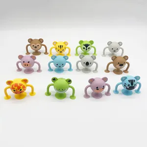 Amazon Kleurrijke Dieren Bad Zuignap Cup Custom Ontwerp Klassieke Sensorische Promotionele Speelgoed Siliconen Fidget Speelgoed Voor Kinderen